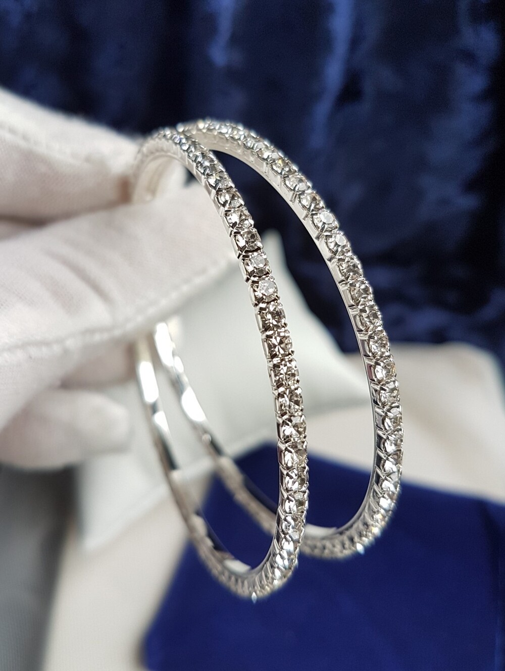 Swarovski Elements 925 Sterling Silver Huge Hoops Earrings NEW